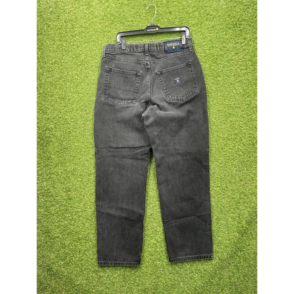 Vintage Nautica Jeans Mens 36x30 Black Denim Loose Fit Pockets Casual Skater y2k